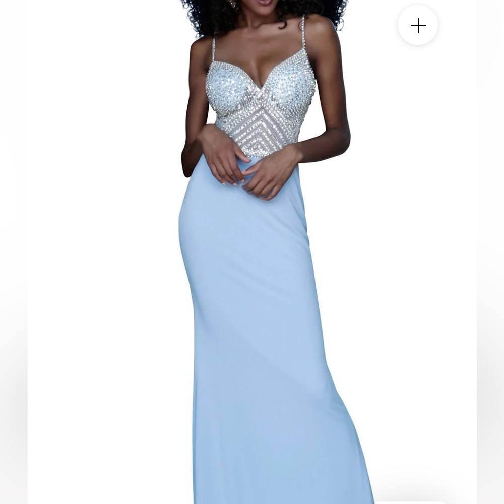 Jovani blue Beaded Top Dress